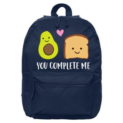 Avocado Toast You Complete Me Valentines Day Avocado Toast 16 in Basic Backpack