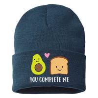 Avocado Toast You Complete Me Valentines Day Avocado Toast Sustainable Knit Beanie