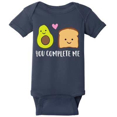 Avocado Toast You Complete Me Valentines Day Avocado Toast Baby Bodysuit