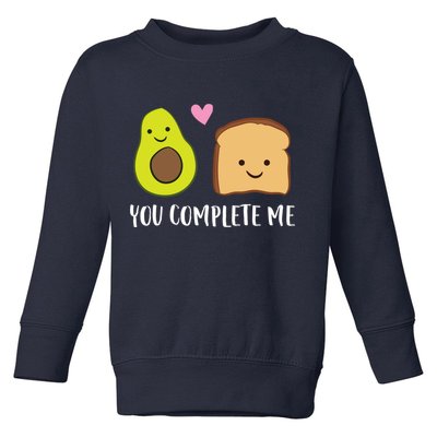 Avocado Toast You Complete Me Valentines Day Avocado Toast Toddler Sweatshirt