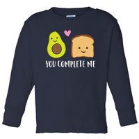 Avocado Toast You Complete Me Valentines Day Avocado Toast Toddler Long Sleeve Shirt