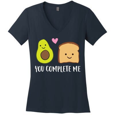 Avocado Toast You Complete Me Valentines Day Avocado Toast Women's V-Neck T-Shirt
