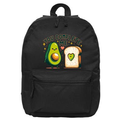 Avocado Toast You Complete Me Valentines Day 16 in Basic Backpack