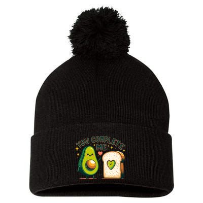 Avocado Toast You Complete Me Valentines Day Pom Pom 12in Knit Beanie