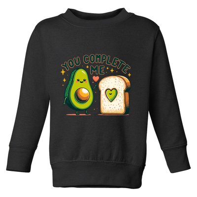 Avocado Toast You Complete Me Valentines Day Toddler Sweatshirt