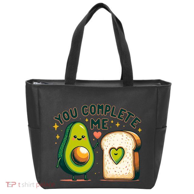 Avocado Toast You Complete Me Valentines Day Zip Tote Bag