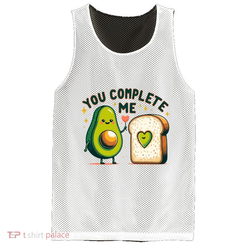 Avocado Toast You Complete Me Valentines Day Mesh Reversible Basketball Jersey Tank