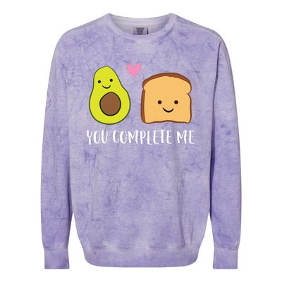 Avocado Toast You Complete Me Valentines Day Avocado Toast Colorblast Crewneck Sweatshirt