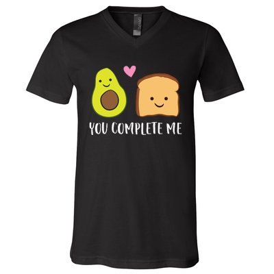 Avocado Toast You Complete Me Valentines Day Avocado Toast V-Neck T-Shirt