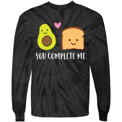 Avocado Toast You Complete Me Valentines Day Avocado Toast Tie-Dye Long Sleeve Shirt