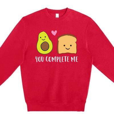 Avocado Toast You Complete Me Valentines Day Avocado Toast Premium Crewneck Sweatshirt