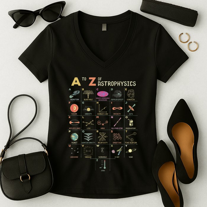 A To Z Astrophysics Funny Objects In Space Science Women's V-Neck T-Shirt