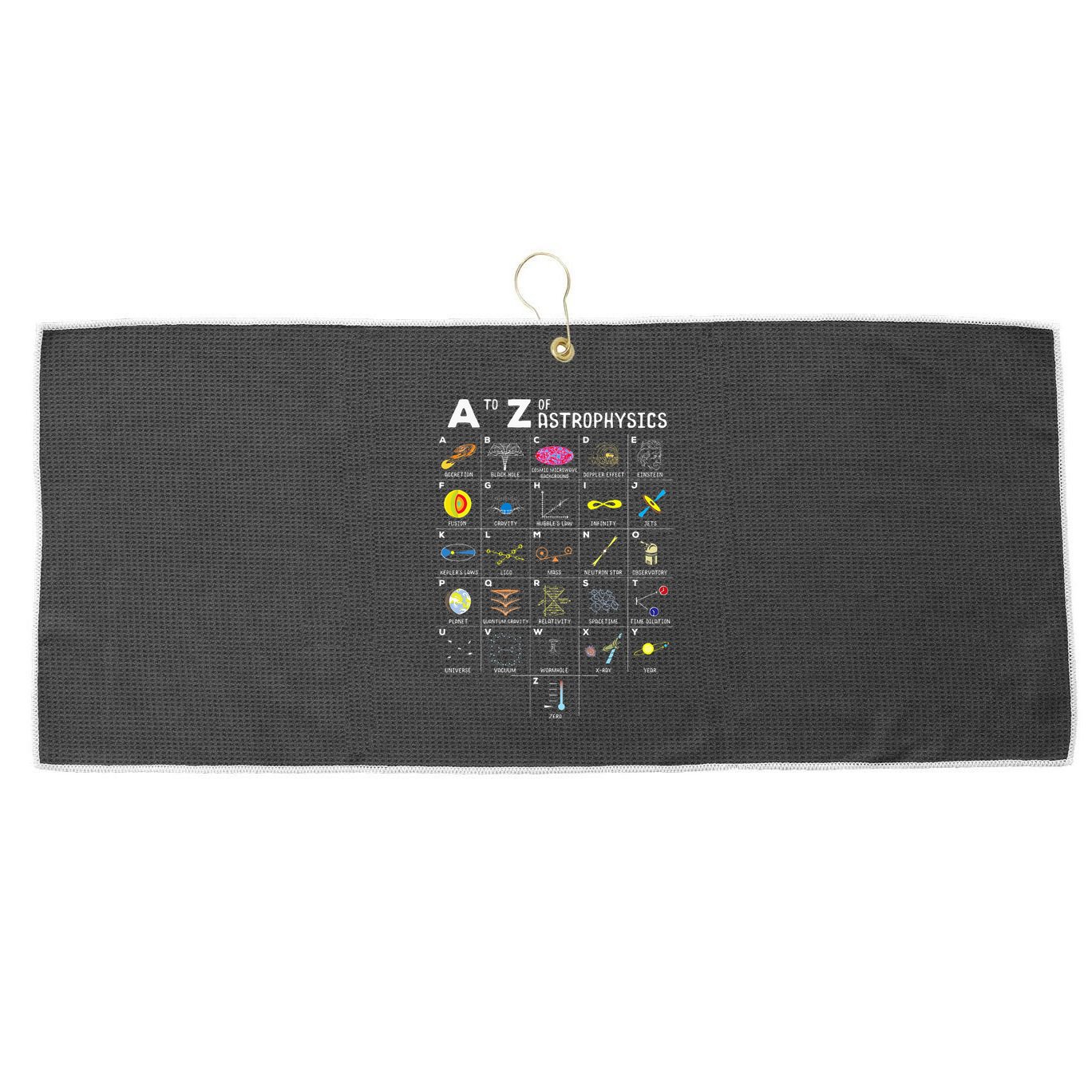 A To Z Funny Astronomy Lovers Astrophysics Astronomers Large Microfiber Waffle Golf Towel