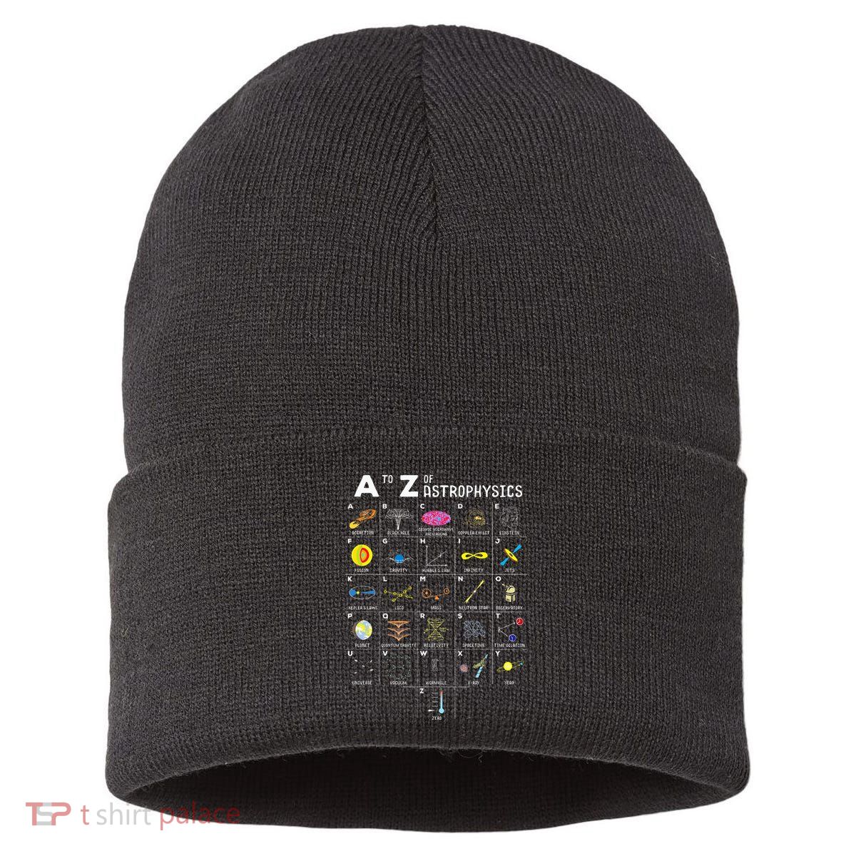 A To Z Funny Astronomy Lovers Astrophysics Astronomers Sustainable Knit Beanie