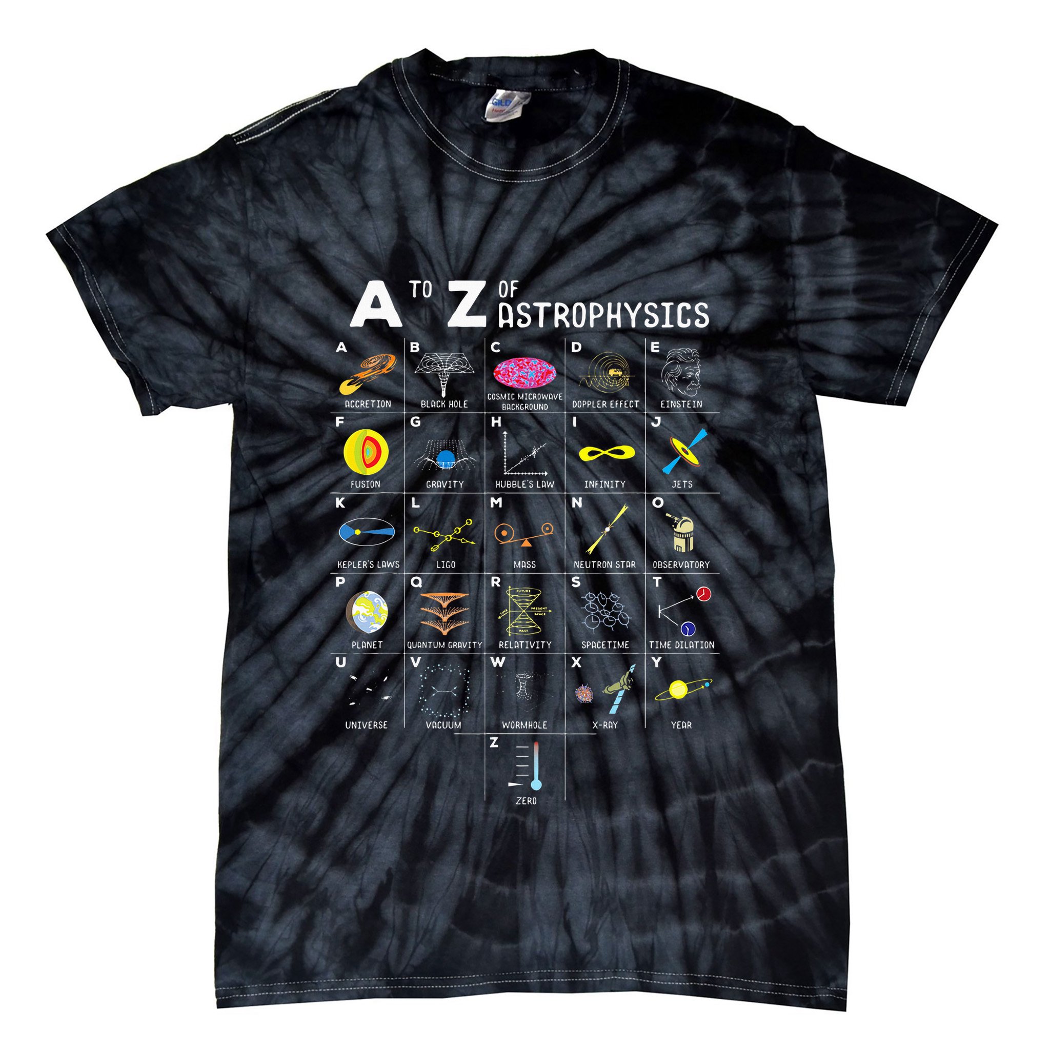 A To Z Funny Astronomy Lovers Astrophysics Astronomers Tie-Dye T-Shirt