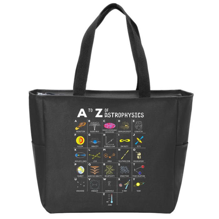 A To Z Funny Astronomy Lovers Astrophysics Astronomers Zip Tote Bag