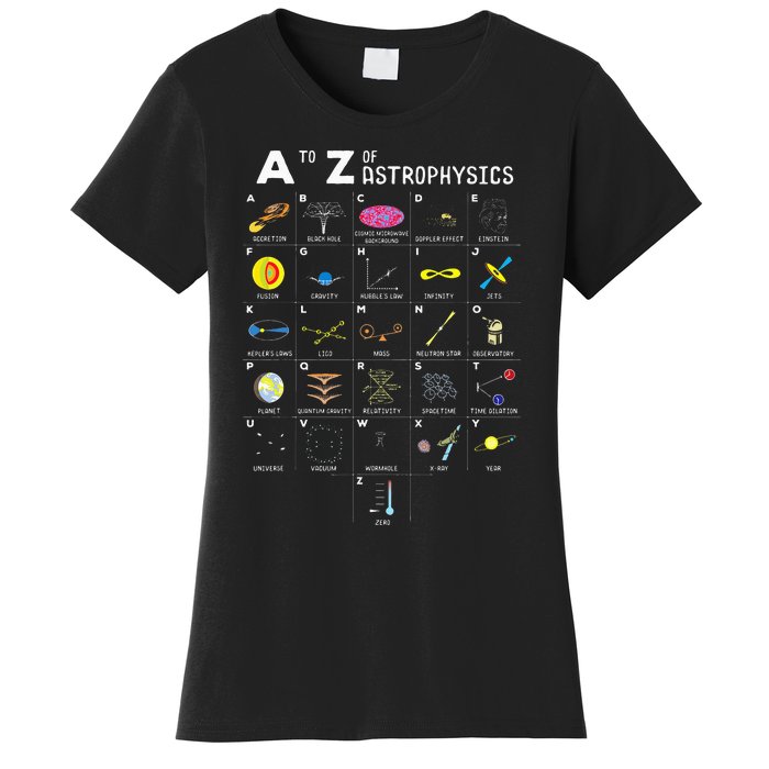 A To Z Funny Astronomy Lover Astrophysics Astronomer Gift Women's T-Shirt