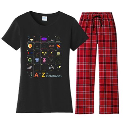 A To Z Funny Astronomy Lover Astrophysics Astronomer Women's Flannel Pajama Set