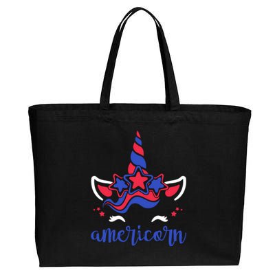 American Unicorn 4th Of July Cotton Canvas Jumbo Tote