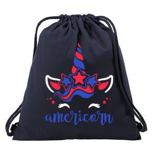 American Unicorn 4th Of July Drawstring Bag