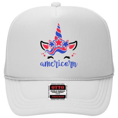 American Unicorn 4th Of July High Crown Mesh Back Trucker Hat