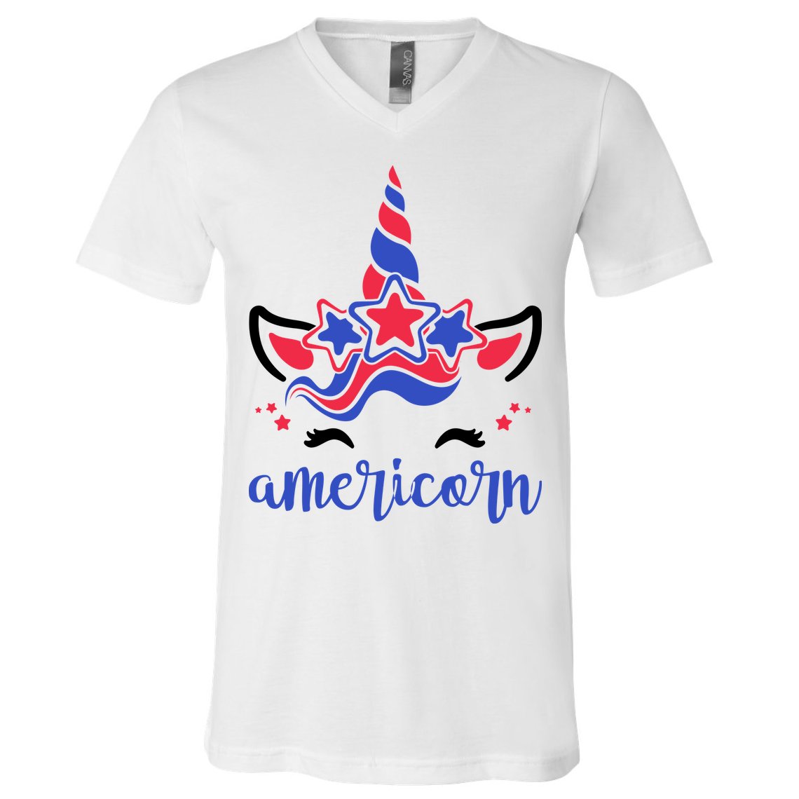 American Unicorn 4th Of July V-Neck T-Shirt