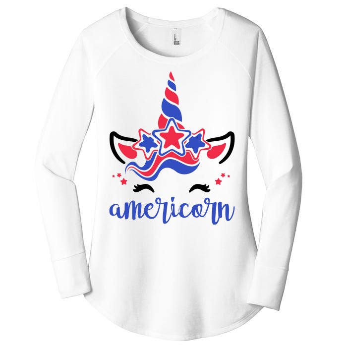 American Unicorn 4th Of July Women's Perfect Tri Tunic Long Sleeve Shirt