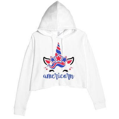 American Unicorn 4th Of July Crop Fleece Hoodie