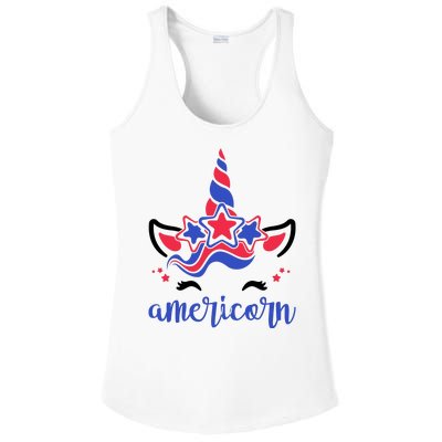 American Unicorn 4th Of July Ladies PosiCharge Competitor Racerback Tank