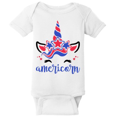 American Unicorn 4th Of July Baby Bodysuit