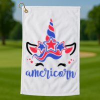 American Unicorn 4th Of July Golf Towel