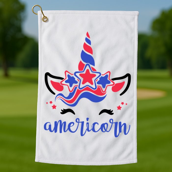 American Unicorn 4th Of July Golf Towel