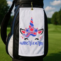 American Unicorn 4th Of July Golf Towel