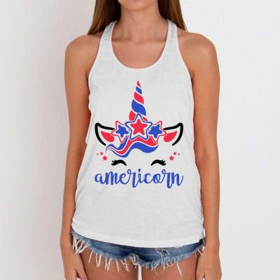 American Unicorn 4th Of July Women's Knotted Racerback Tank