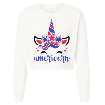 American Unicorn 4th Of July Cropped Pullover Crew