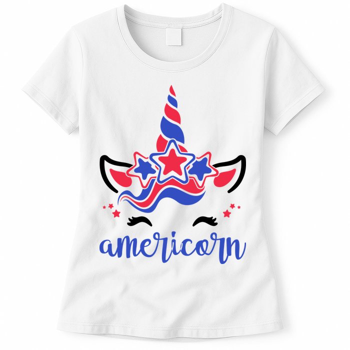 American Unicorn 4th Of July Womens T-Shirt