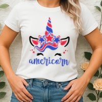 American Unicorn 4th Of July Womens T-Shirt
