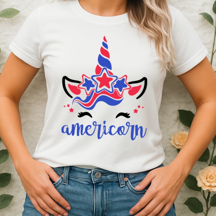 American Unicorn 4th Of July Womens T-Shirt