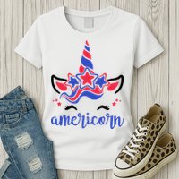 American Unicorn 4th Of July Womens T-Shirt