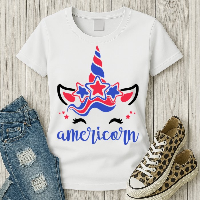 American Unicorn 4th Of July Womens T-Shirt
