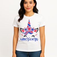 American Unicorn 4th Of July Womens T-Shirt