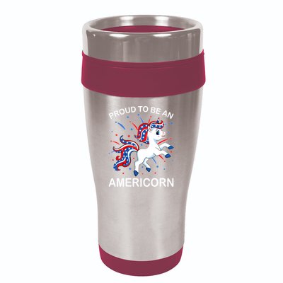 Americorn Unicorn 4th of July Girl Americorn Merica 16oz Travel Tumbler