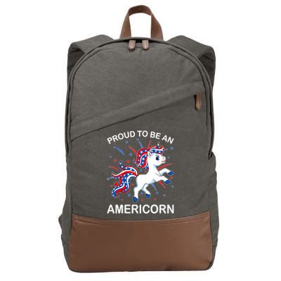 Americorn Unicorn 4th of July Girl Americorn Merica Cotton Canvas Backpack