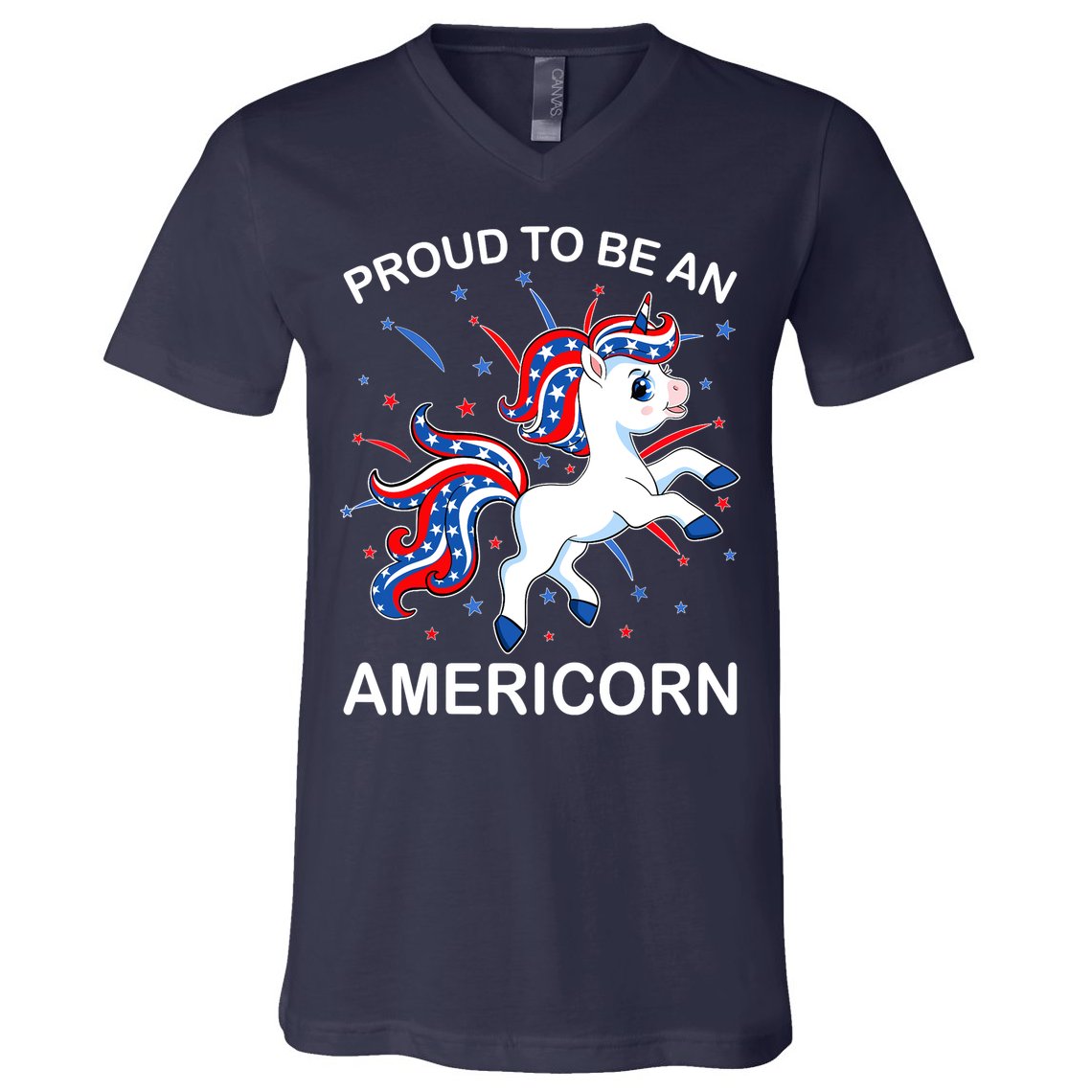Americorn Unicorn 4th of July Girl Americorn Merica V-Neck T-Shirt