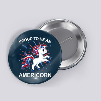 Americorn Unicorn 4th of July Girl Americorn Merica Button
