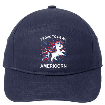 Americorn Unicorn 4th of July Girl Americorn Merica 7-Panel Snapback Hat