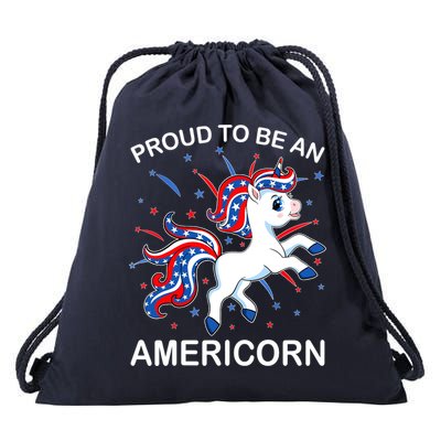 Americorn Unicorn 4th of July Girl Americorn Merica Drawstring Bag