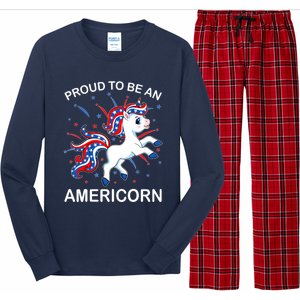 Americorn Unicorn 4th of July Girl Americorn Merica Long Sleeve Pajama Set