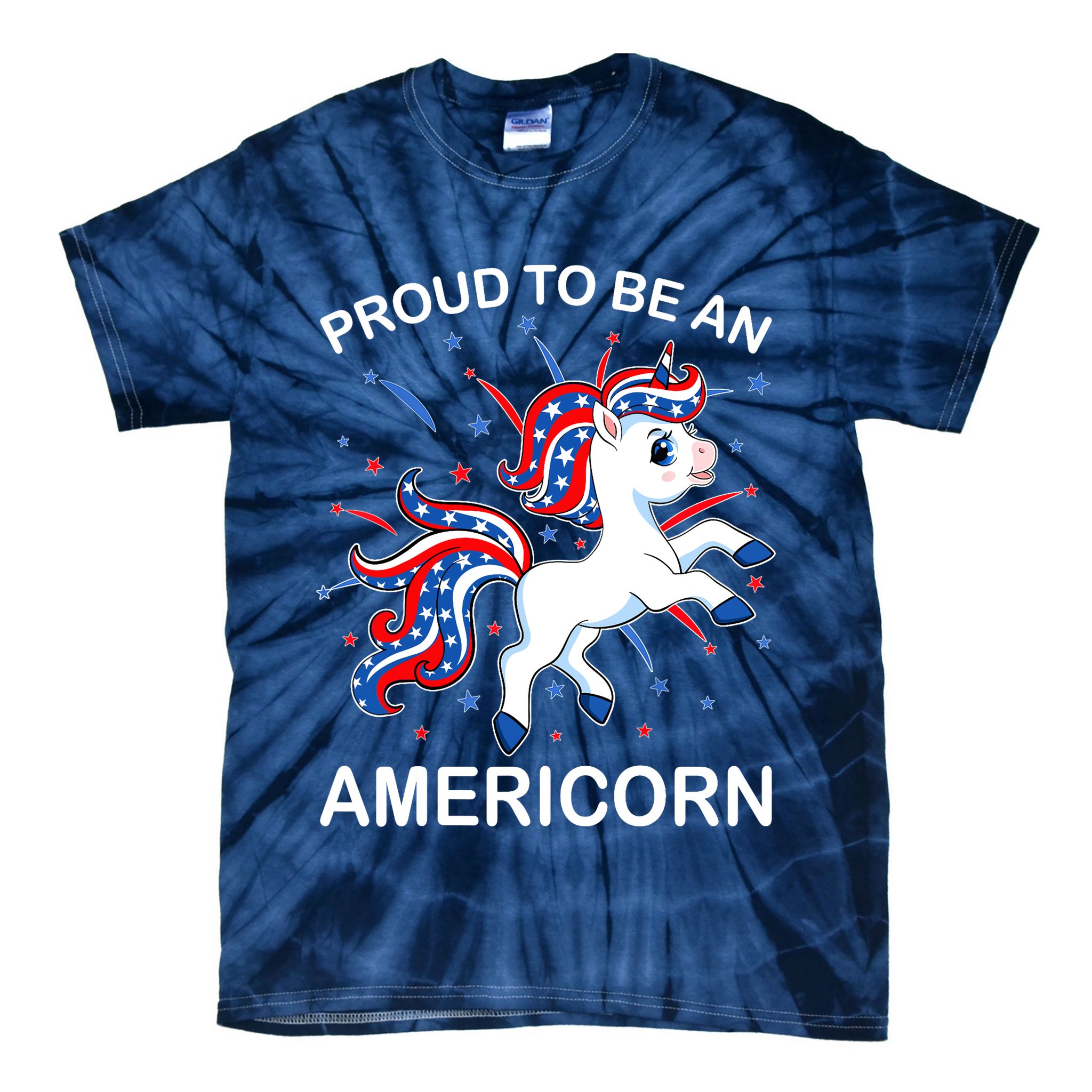 Americorn Unicorn 4th of July Girl Americorn Merica Tie-Dye T-Shirt