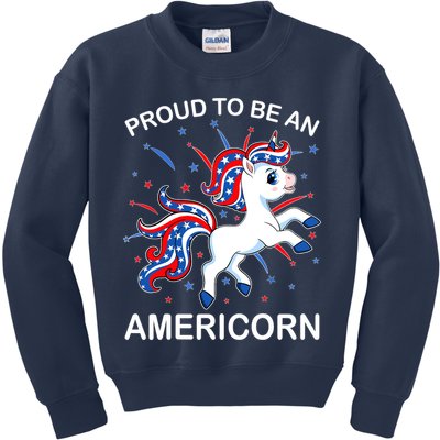 Americorn Unicorn 4th of July Girl Americorn Merica Kids Sweatshirt